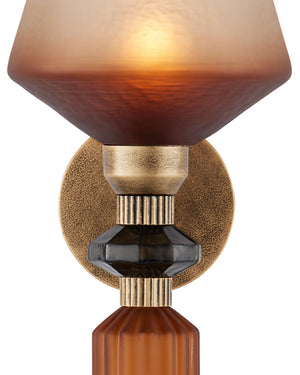 Currey & Company Mandeville Faceted Glass Iron Wall Sconce Vintage Glam Handcrafted Gold Finish 5000-0295