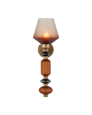 Currey & Company Mandeville Faceted Glass Iron Wall Sconce Vintage Glam Handcrafted Gold Finish 5000-0295