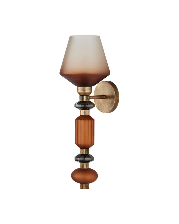 Currey & Company Mandeville Faceted Glass Iron Wall Sconce Vintage Glam Handcrafted Gold Finish 5000-0295