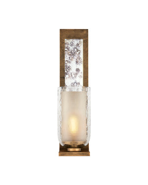 Currey & Company Wynyard Gold Iron Wall Sconce with Hammered Glass and Antique Mirror Wallplate 5000-0296