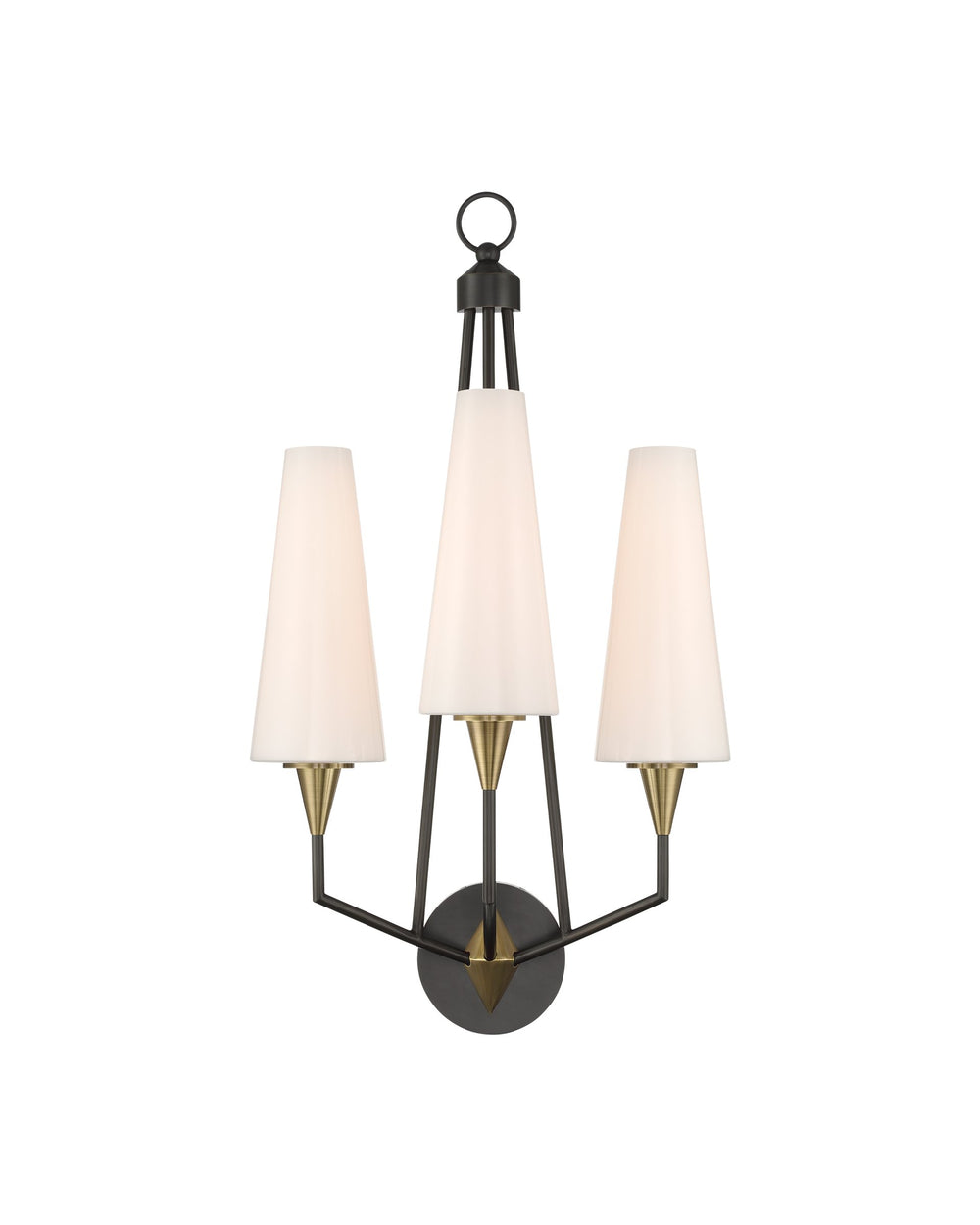 Currey & Company Hennin Angular Bronze Wall Sconce with Integrated LED for Mid-Century Modern Rooms 5000-0303