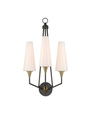 Currey & Company Hennin Angular Bronze Wall Sconce with Integrated LED for Mid-Century Modern Rooms 5000-0303