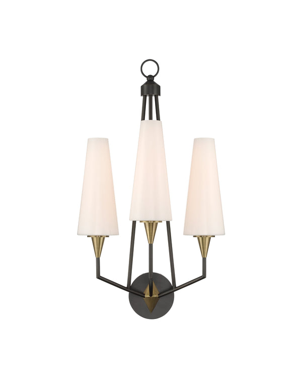 Currey & Company Hennin Angular Bronze Wall Sconce with Integrated LED for Mid-Century Modern Rooms 5000-0303