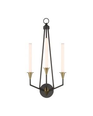 Currey & Company Hennin Angular Bronze Wall Sconce with Integrated LED for Mid-Century Modern Rooms 5000-0303