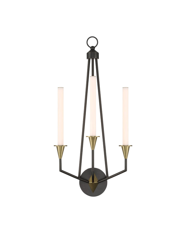 Currey & Company Hennin Angular Bronze Wall Sconce with Integrated LED for Mid-Century Modern Rooms 5000-0303