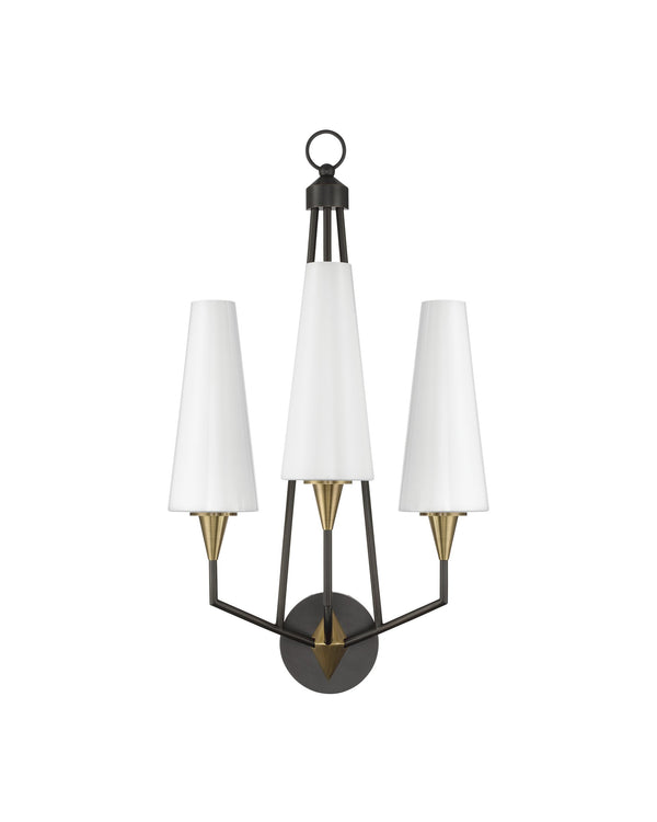 Currey & Company Hennin Angular Bronze Wall Sconce with Integrated LED for Mid-Century Modern Rooms 5000-0303