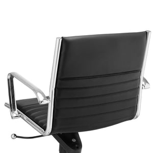 EuroStyle Dirk Low Back Leatherette Swivel Chair with Bungee Support and Chromed Steel Base Black 23 D x 24 W x 37 H 50002-BLK