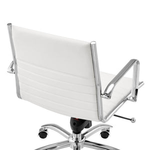 EuroStyle Dirk Low Back Leatherette Swivel Chair with Bungee Support and Chromed Steel Base White 23 D x 24 W x 37 H 50002-WHT