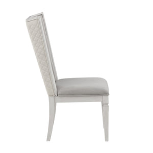 English Elm Light Grey Padded Side Chair Set Of 2 – Weathered White Finish With Comfort For Any Space B062P209266
