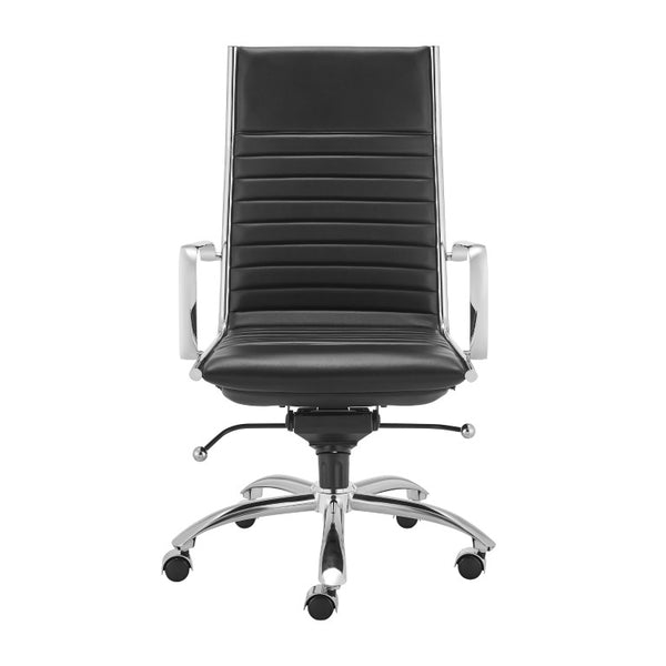 EuroStyle Dirk High Back Leatherette Office Chair with Bungee Suspension and Chrome Base 50008-BLK