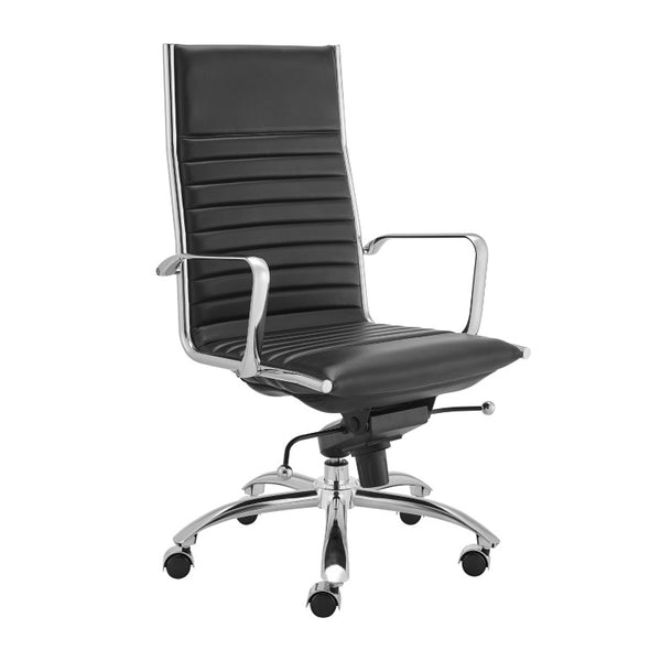 EuroStyle Dirk High Back Leatherette Office Chair with Bungee Suspension and Chrome Base 50008-BLK