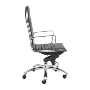 EuroStyle Dirk High Back Leatherette Office Chair with Bungee Suspension and Chrome Base 50008-BLK