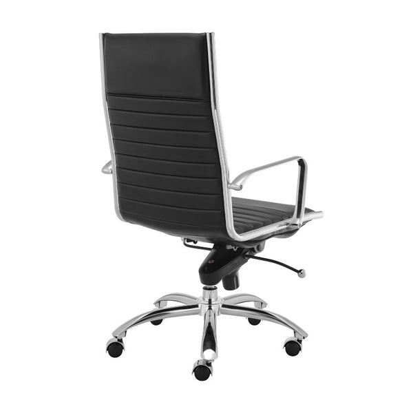 EuroStyle Dirk High Back Leatherette Office Chair with Bungee Suspension and Chrome Base 50008-BLK