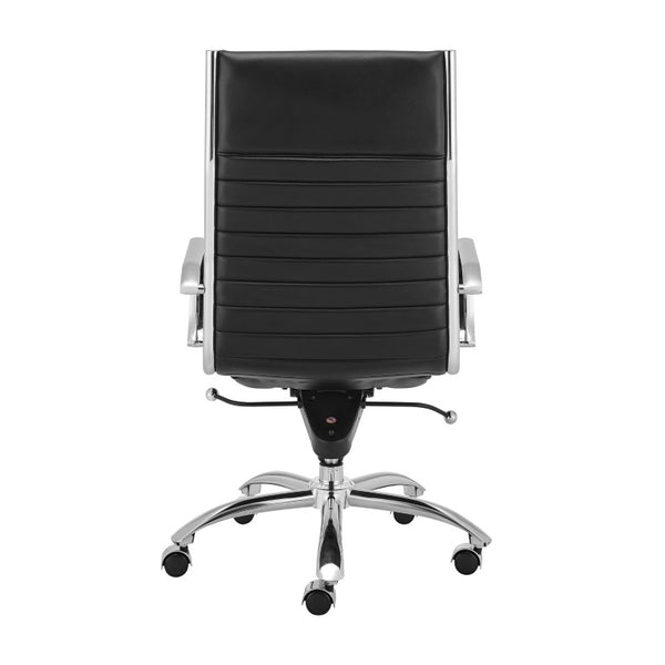 EuroStyle Dirk High Back Leatherette Office Chair with Bungee Suspension and Chrome Base 50008-BLK