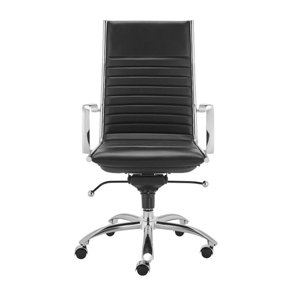 EuroStyle Dirk High Back Leatherette Office Chair with Bungee Suspension and Chrome Base 50008-BLK