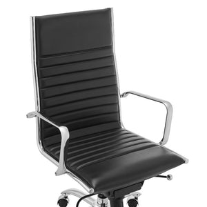 EuroStyle Dirk High Back Leatherette Office Chair with Bungee Suspension and Chrome Base 50008-BLK