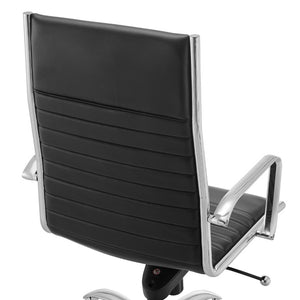 EuroStyle Dirk High Back Leatherette Office Chair with Bungee Suspension and Chrome Base 50008-BLK