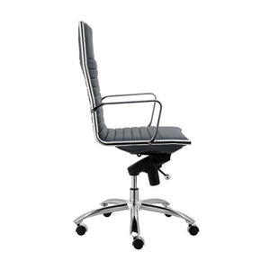EuroStyle Dirk High Back Executive Chair Bungee Suspension Leatherette Seat Chromed Base 50008-BLU