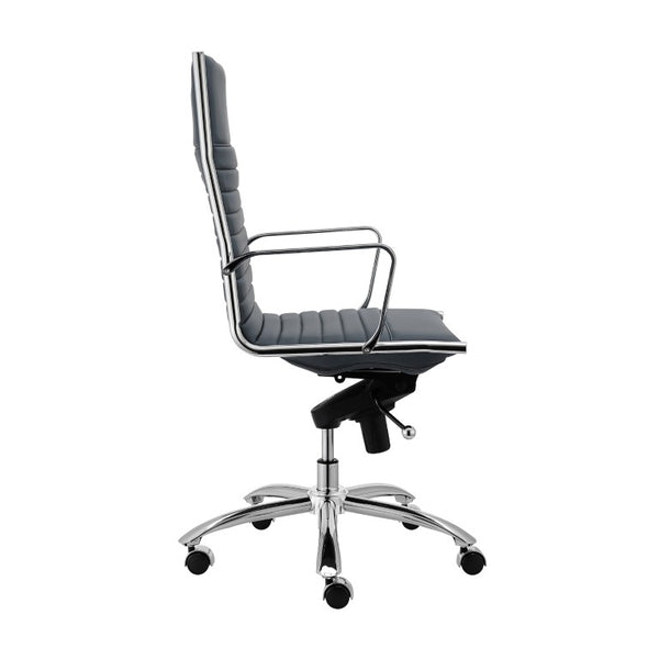EuroStyle Dirk High Back Executive Chair Bungee Suspension Leatherette Seat Chromed Base 50008-BLU