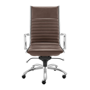 EuroStyle Dirk High Back Brown Leatherette Executive Office Chair with Bungee Suspension 50008-BRN