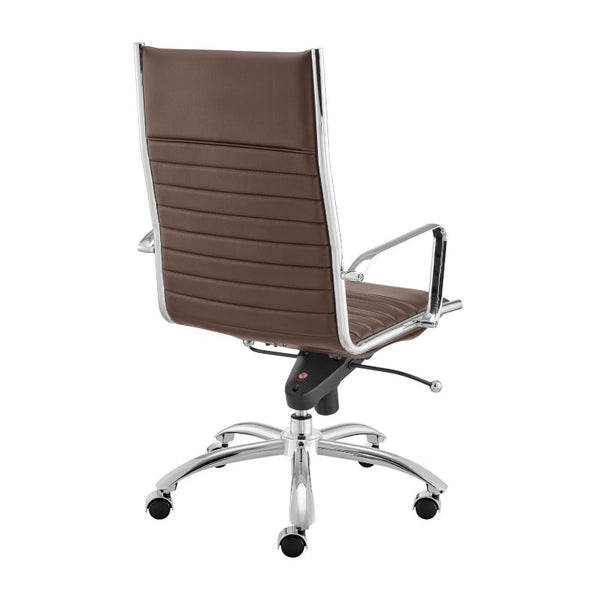 EuroStyle Dirk High Back Brown Leatherette Executive Office Chair with Bungee Suspension 50008-BRN