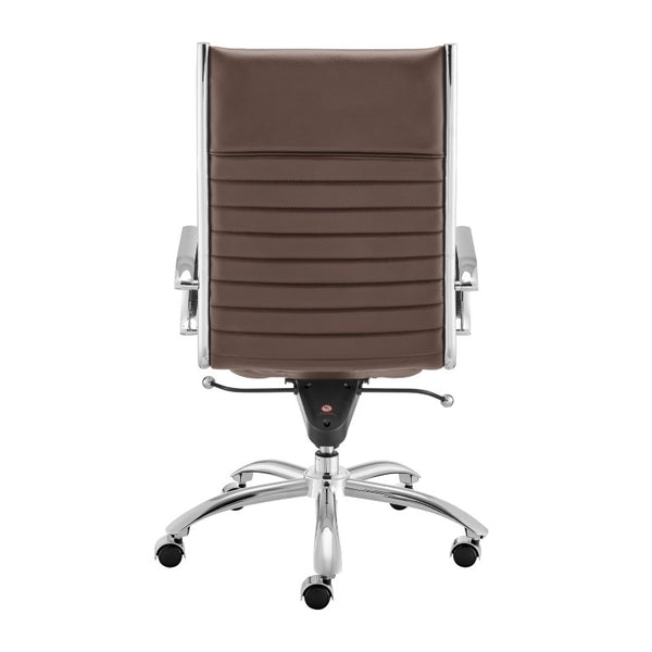 EuroStyle Dirk High Back Brown Leatherette Executive Office Chair with Bungee Suspension 50008-BRN