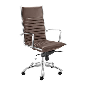 EuroStyle Dirk High Back Brown Leatherette Executive Office Chair with Bungee Suspension 50008-BRN