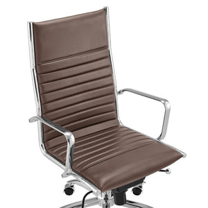 EuroStyle Dirk High Back Brown Leatherette Executive Office Chair with Bungee Suspension 50008-BRN