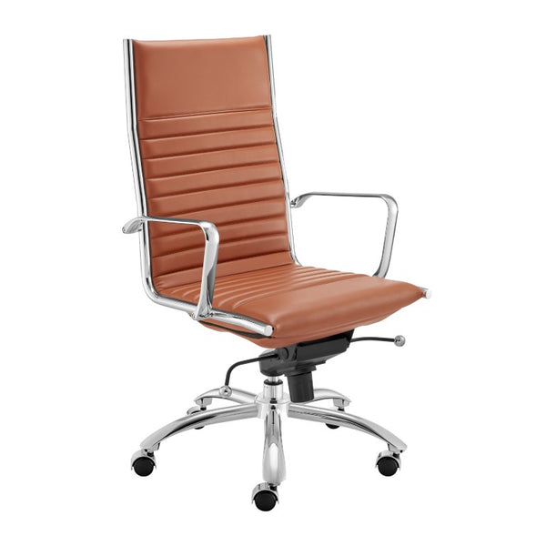 EuroStyle Dirk High Back Leatherette Executive Chair with Bungee Suspension and Chrome Base 50008-DKCRML