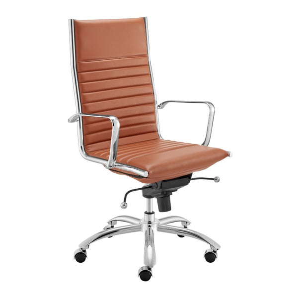 EuroStyle Dirk High Back Leatherette Executive Chair with Bungee Suspension and Chrome Base 50008-DKCRML