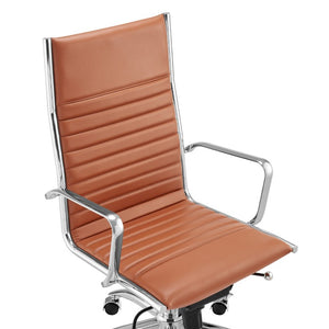 EuroStyle Dirk High Back Leatherette Executive Chair with Bungee Suspension and Chrome Base 50008-DKCRML