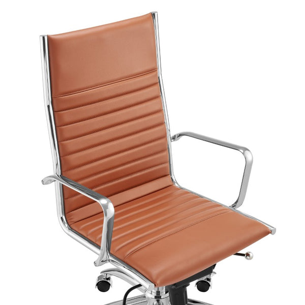 EuroStyle Dirk High Back Leatherette Executive Chair with Bungee Suspension and Chrome Base 50008-DKCRML