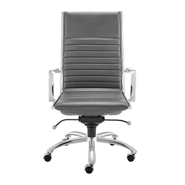 EuroStyle Dirk High Back Executive Leatherette Office Chair with Bungee Support and Chrome Base 50008-GRY