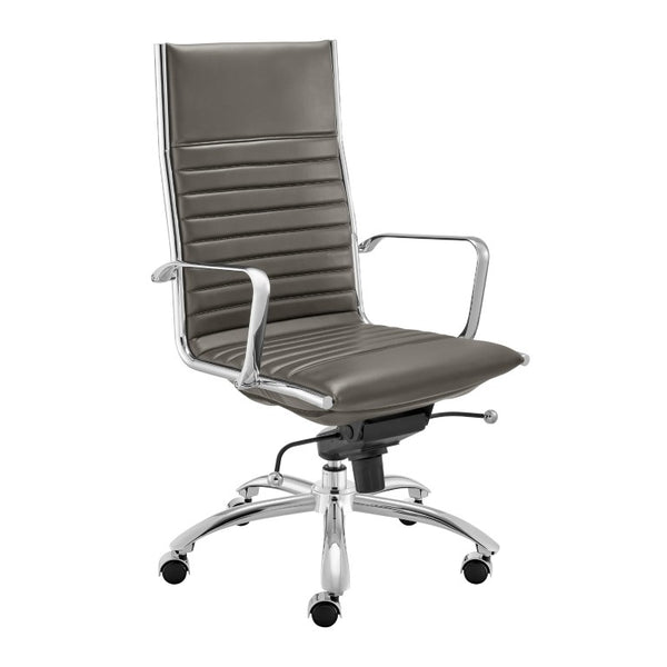 EuroStyle Dirk High Back Executive Leatherette Office Chair with Bungee Support and Chrome Base 50008-GRY