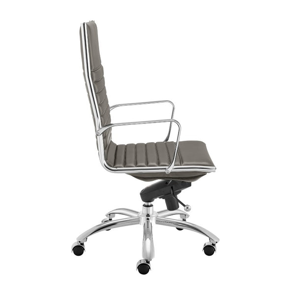 EuroStyle Dirk High Back Executive Leatherette Office Chair with Bungee Support and Chrome Base 50008-GRY