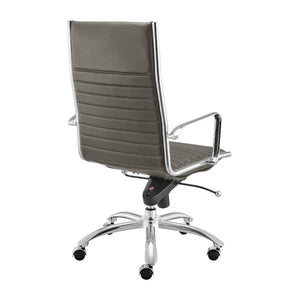 EuroStyle Dirk High Back Executive Leatherette Office Chair with Bungee Support and Chrome Base 50008-GRY