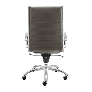 EuroStyle Dirk High Back Executive Leatherette Office Chair with Bungee Support and Chrome Base 50008-GRY