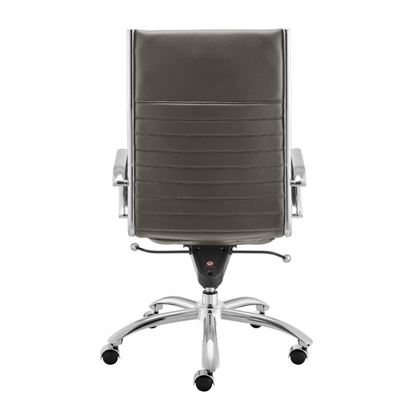 EuroStyle Dirk High Back Executive Leatherette Office Chair with Bungee Support and Chrome Base 50008-GRY