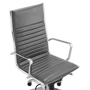 EuroStyle Dirk High Back Executive Leatherette Office Chair with Bungee Support and Chrome Base 50008-GRY
