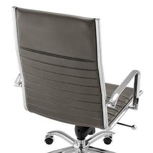 EuroStyle Dirk High Back Executive Leatherette Office Chair with Bungee Support and Chrome Base 50008-GRY