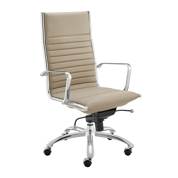EuroStyle Dirk High Back Executive Chair with Leatherette Upholstery and Polished Chrome Base 50008-TPE
