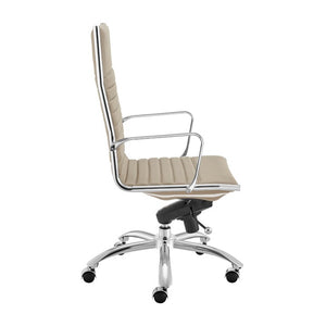 EuroStyle Dirk High Back Executive Chair with Leatherette Upholstery and Polished Chrome Base 50008-TPE