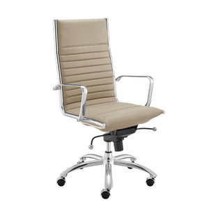EuroStyle Dirk High Back Executive Chair with Leatherette Upholstery and Polished Chrome Base 50008-TPE