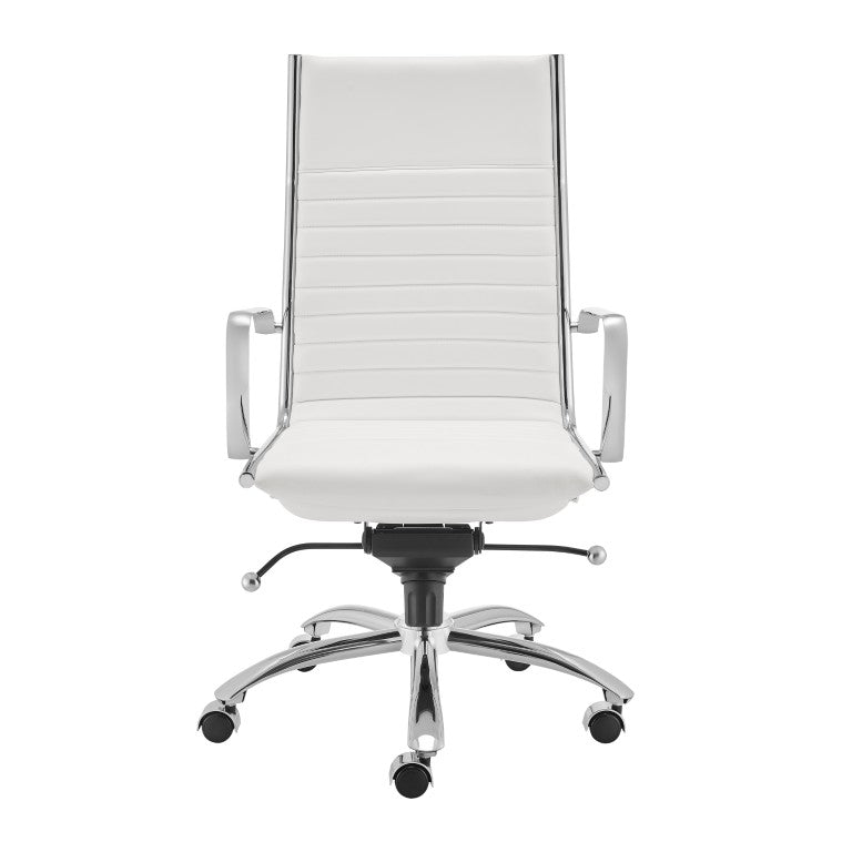 EuroStyle Dirk Ergonomic High Back Office Chair White Leatherette Bungee Seat Chrome Base 50008-WHT