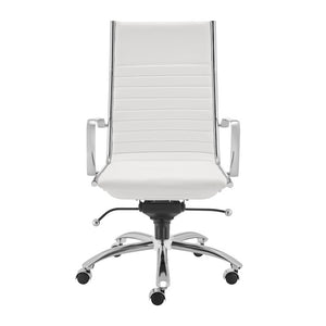 EuroStyle Dirk Ergonomic High Back Office Chair White Leatherette Bungee Seat Chrome Base 50008-WHT