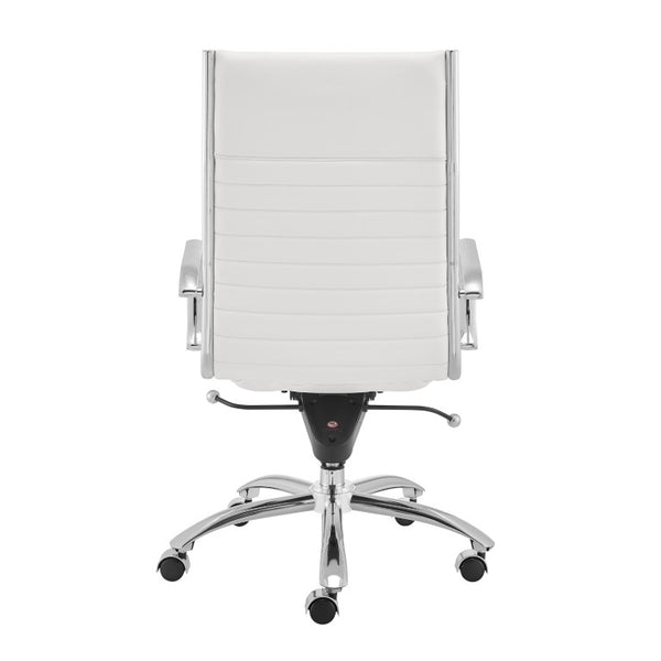 EuroStyle Dirk Ergonomic High Back Office Chair White Leatherette Bungee Seat Chrome Base 50008-WHT