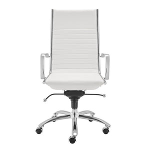 EuroStyle Dirk Ergonomic High Back Office Chair White Leatherette Bungee Seat Chrome Base 50008-WHT