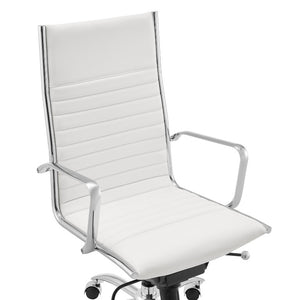 EuroStyle Dirk Ergonomic High Back Office Chair White Leatherette Bungee Seat Chrome Base 50008-WHT