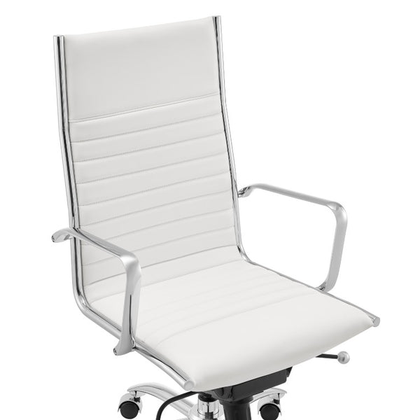 EuroStyle Dirk Ergonomic High Back Office Chair White Leatherette Bungee Seat Chrome Base 50008-WHT