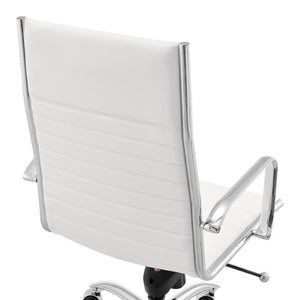 EuroStyle Dirk Ergonomic High Back Office Chair White Leatherette Bungee Seat Chrome Base 50008-WHT